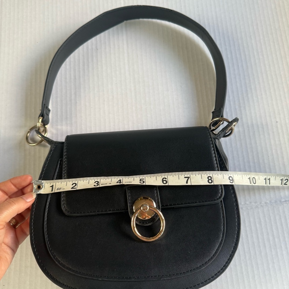 Badgley Mischka Black Shoulder Bag with Gold Ring Accent - Picture 13 of 16